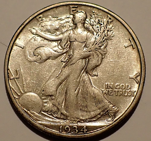 1934-S Walking Liberty Silver Half Dollar, Better San Francisco Date Lustrous AU