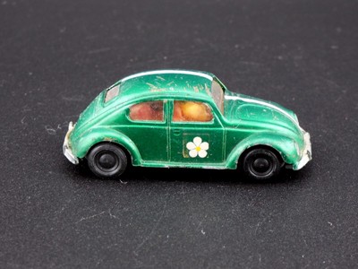Vintage Marx Volkswagen Beetle Bug Green Flower Power Car Made in Hong Kong