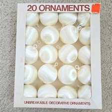 Vintage PYRAMID/ Rauch Decorative 20 Ornaments White Satin for Crafting HTF 1962