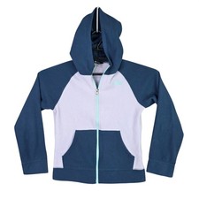 Girls North Face Blue  Lavender Full Zip Fleece Hoodie Polyester Size L 14/16