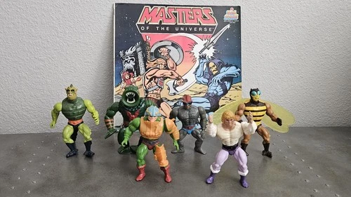Vintage MOTU He-Man Figure & LP Record Lot MASTERS OF THE UNIVERSE Mattel 1980s