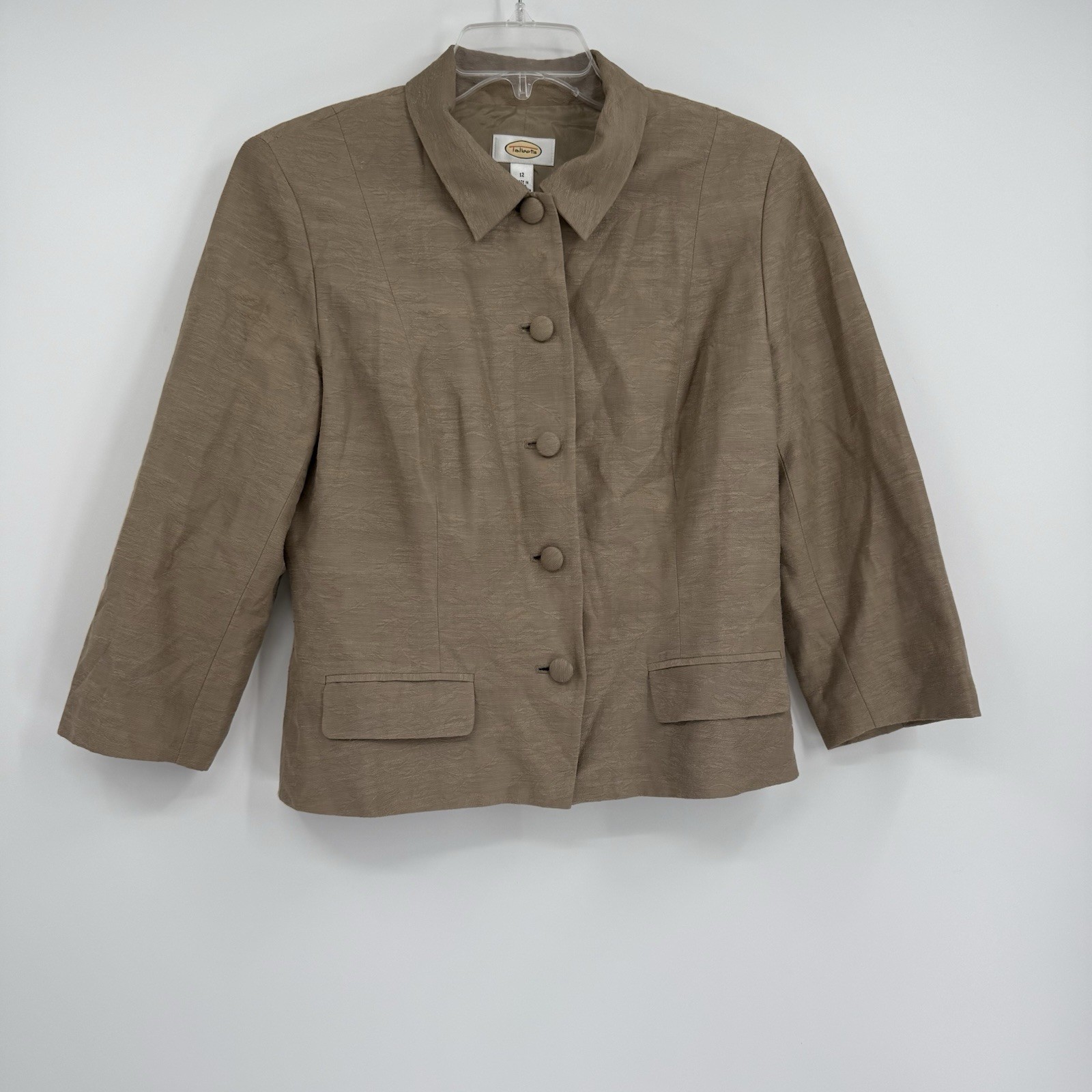 TALBOTS Blazer Size 12 Jacket Button Front Taupe … - image 9
