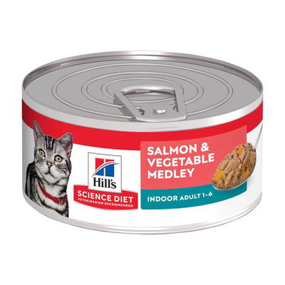 Indoor Salmon & Vegetable Medley Wet Cat Food, 5.5Oz Can 24Pk