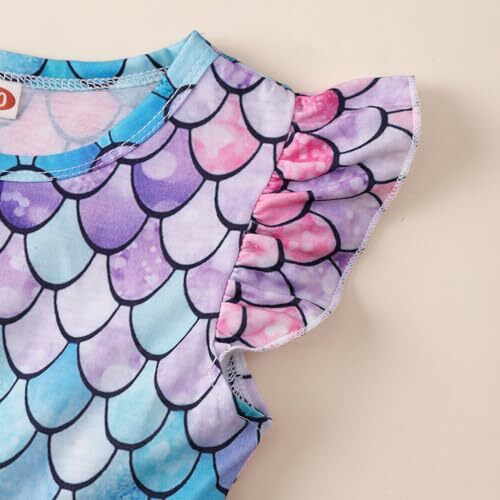 Girls Dress Kid Floral Ruffle Sleeve Mermaid Sundress Summer 3-4T 2-1# Mermaid - Picture 7 of 7