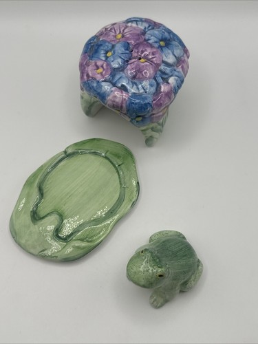 Juego coctelera de sal y pimienta Silvestri rana y flores cerámica vintage - Imagen 7 de 11