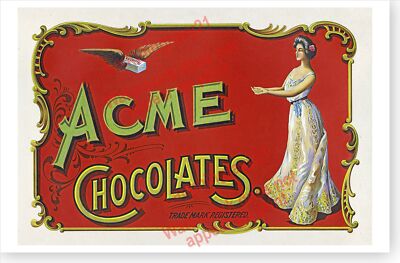 Acme Chocolates Retro Victorian Era Advertising Poster