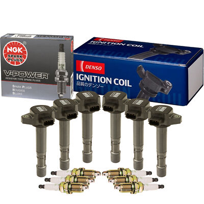 Denso 6 COP Ignition Coils & NGK 6 VPower Spark Plugs Kit For Acura Honda 3.5 V6