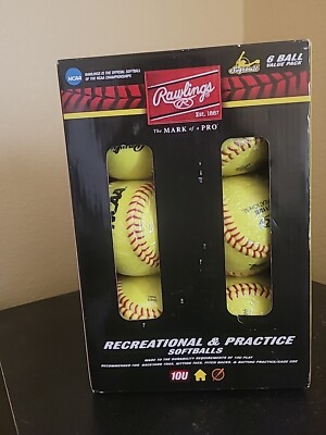 Rawlings Fast Pitch Recreational Batting Practice Softballs 6 Ball Pack New