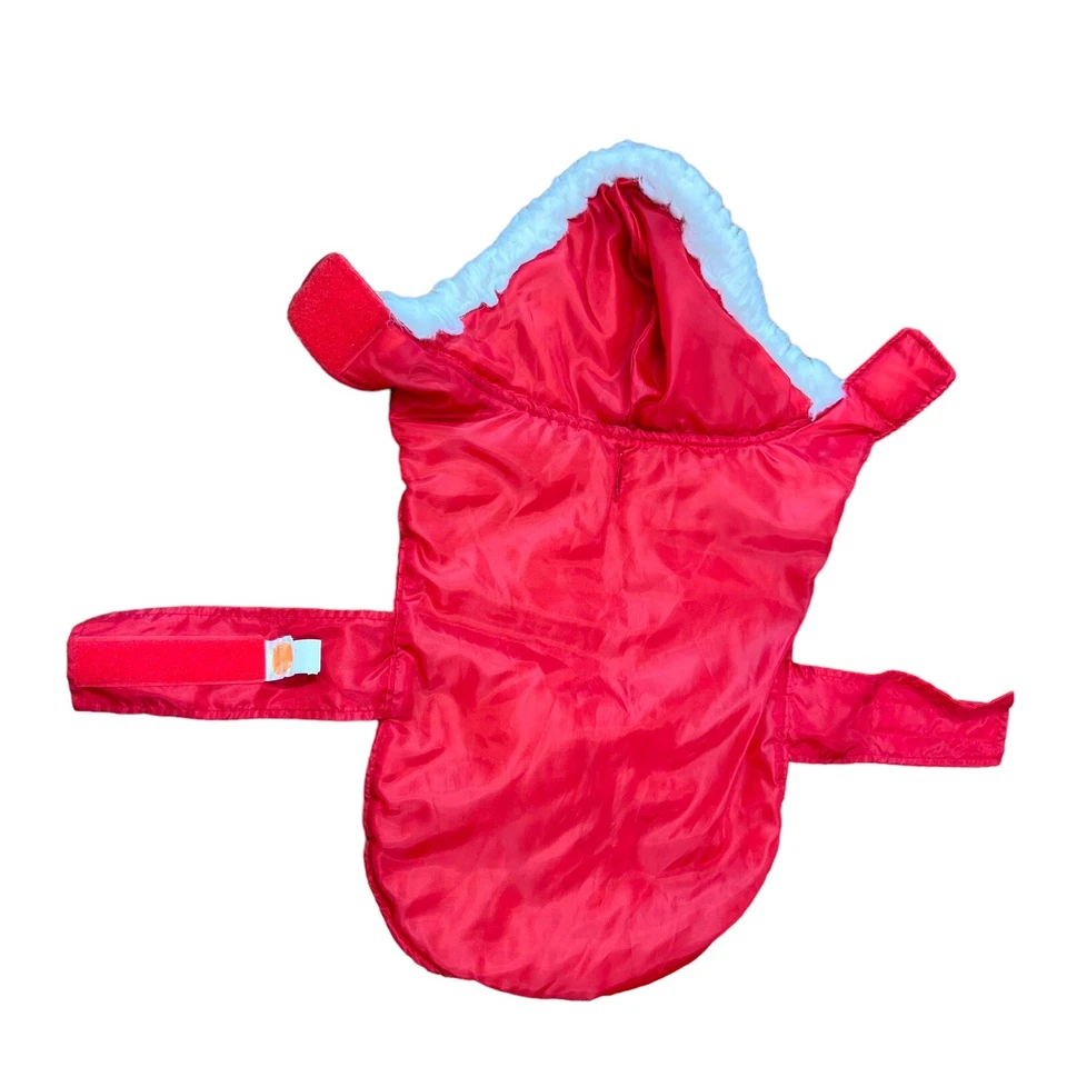 Simply Dog Coat 红色 Puffer 风格人造夏尔巴装饰帽中号心形蝴蝶结 GUC 阅读 — 第 3/4 张图片
