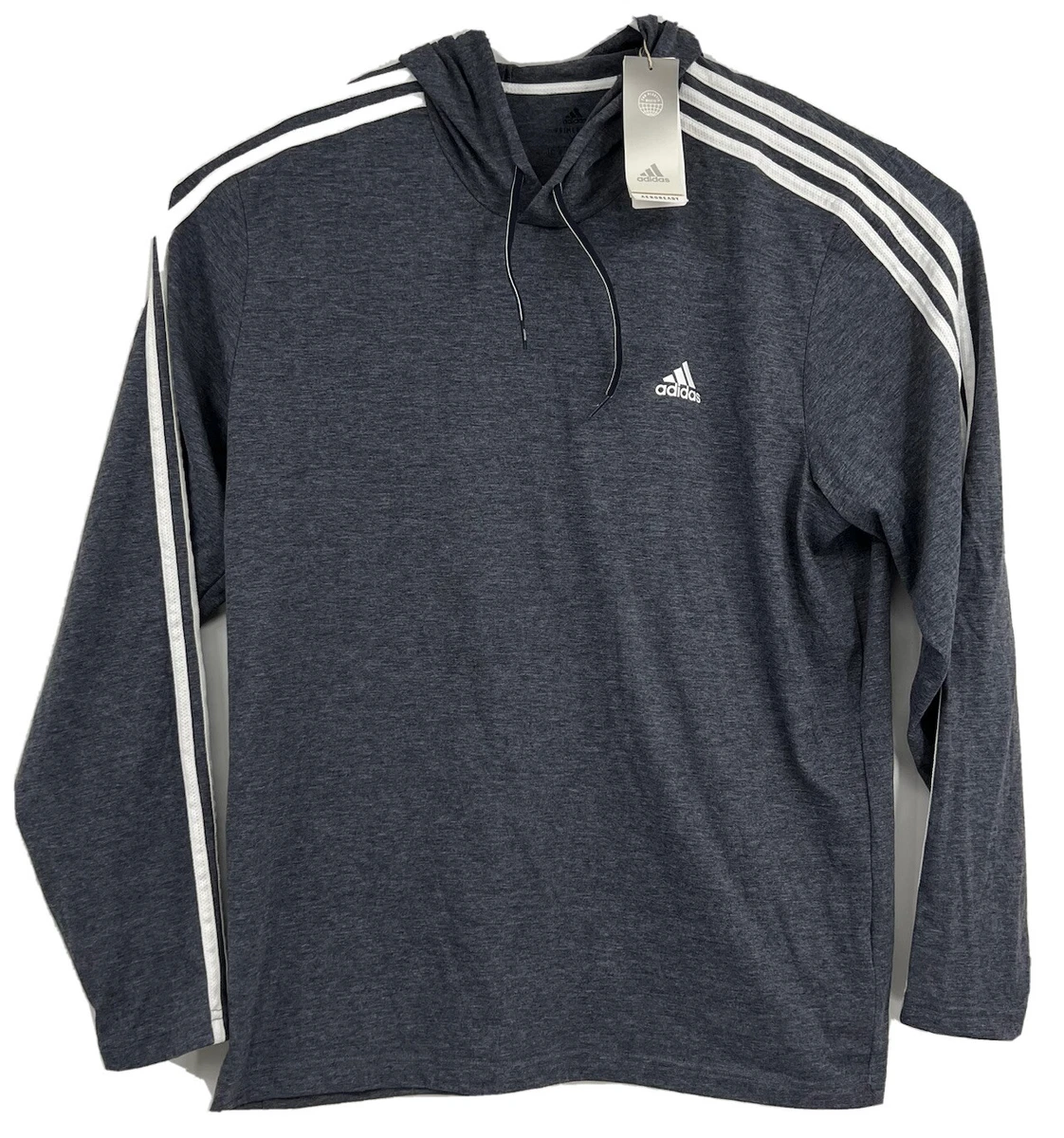 Adidas Mens Lightweight Pullover Hoodie T Shirt Gray Blue Size XL