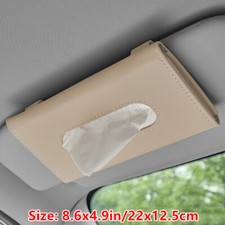 1X Car Sun Visor Hanging Tissue Box Holder Case PU Leather Auto Interior Decor