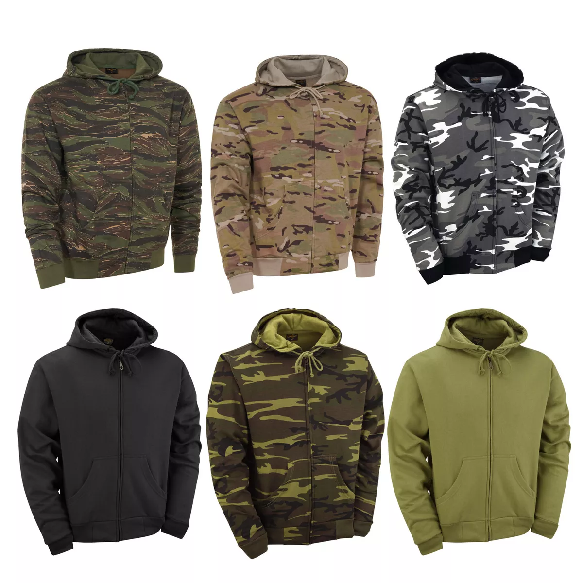 Hoodie Army Combat Military Style US Tiger Snow Camo Hunting Fishing Work Black