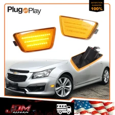2X Amber Lens Full LED Front Bumper Side Marker Lights For 2011-2015 Chevy Cruze