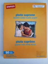 STAPLES Photo Supreme Paper 8 1/2" x 11", Double Sided Matte 50 Sheet Pack NEW