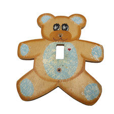 VTG HandPainted Wood Teddy Bear Light Switch Wall Plate Cover Child Baby Nursery