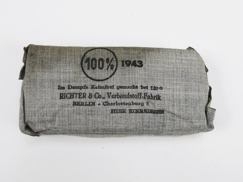 #05/ Wehrmacht Verbandpäckchen 1943 1. Hilfe WK2 Feldbluse Verbandkasten 11x5cm