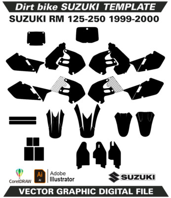 SUZUKI RM 125-250 1999-2000 Template Vector Format Ai CDR M122