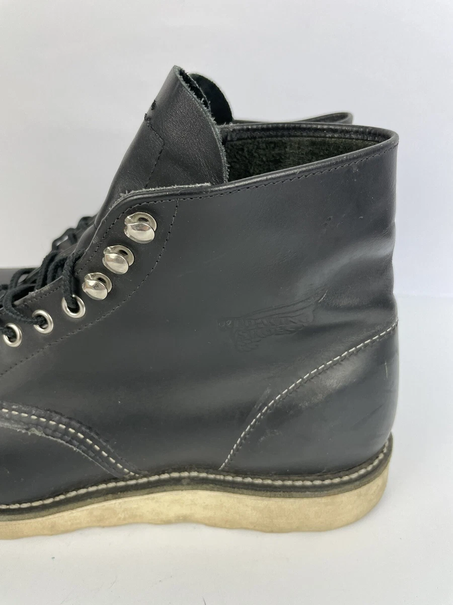 Red Wing 8165 Lace-Up Classic Work Round Toe Leather Boots Black 