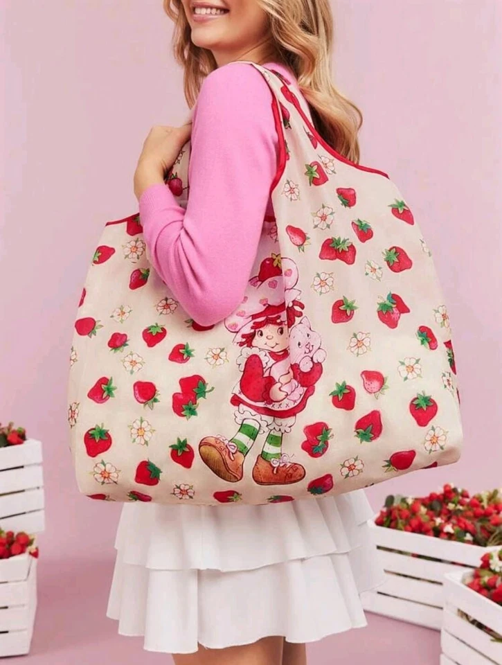 Strawberry Shortcake Reusable Folding Bag Purse Shopping Gift Present Girl New - Image 2 of 4