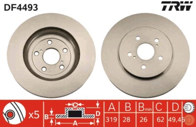 2 x TRW DF4493 Bremsscheibe für LEXUS,TOYOTA