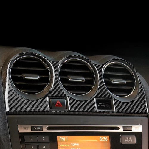 Real Carbon Fiber Console Air Vent Outlet Sticker For Nissan Altima 2008-2012 - Picture 1 of 5