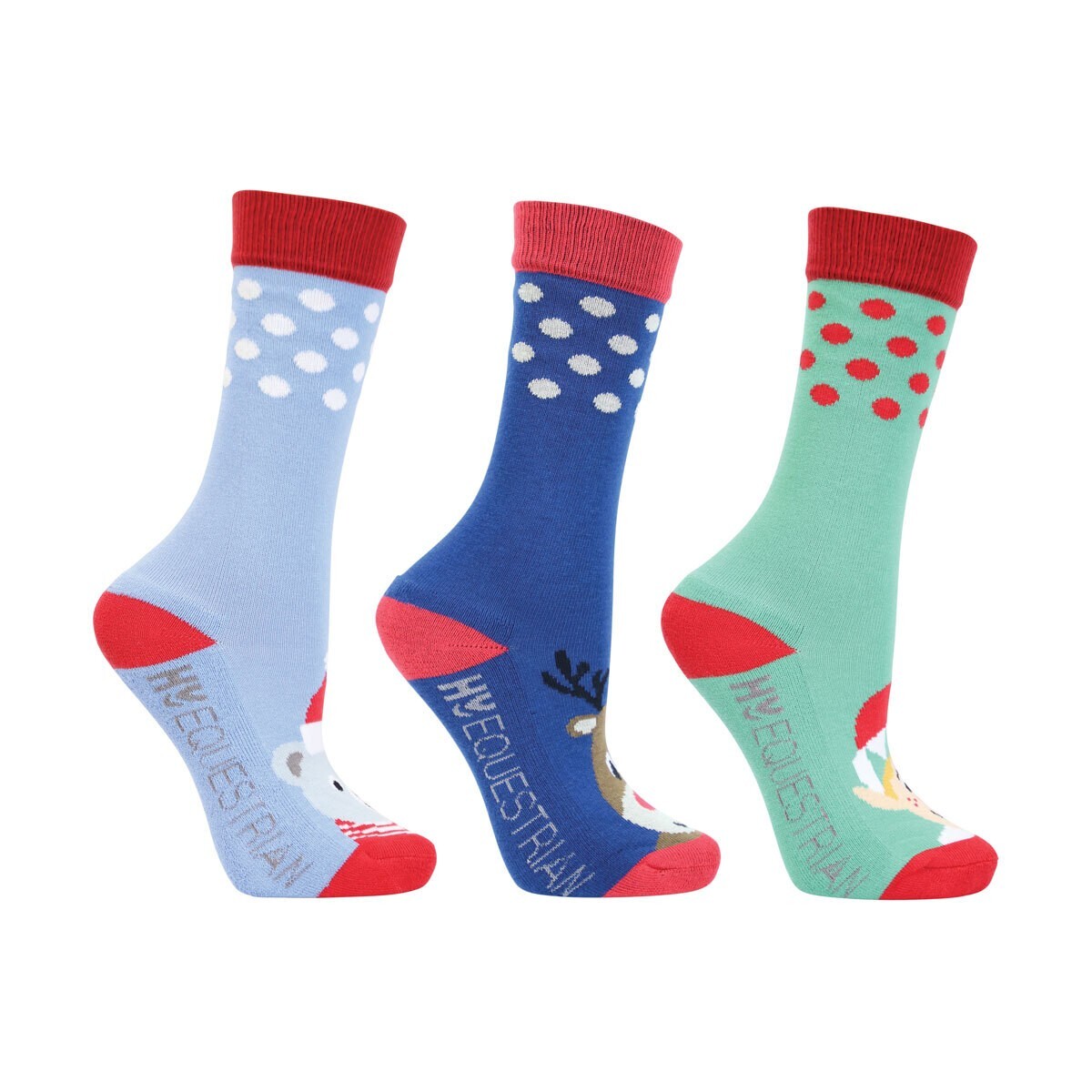 Hy Equestrian Childrens Christmas Character Three Pack Socks