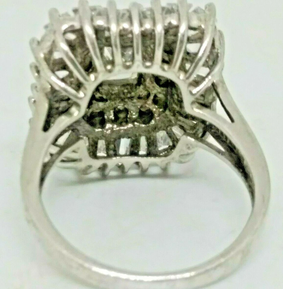 Swarovski CZ Emerald Cut Ring with Baguettes and Rounds Size 6 - Image 4 of 4