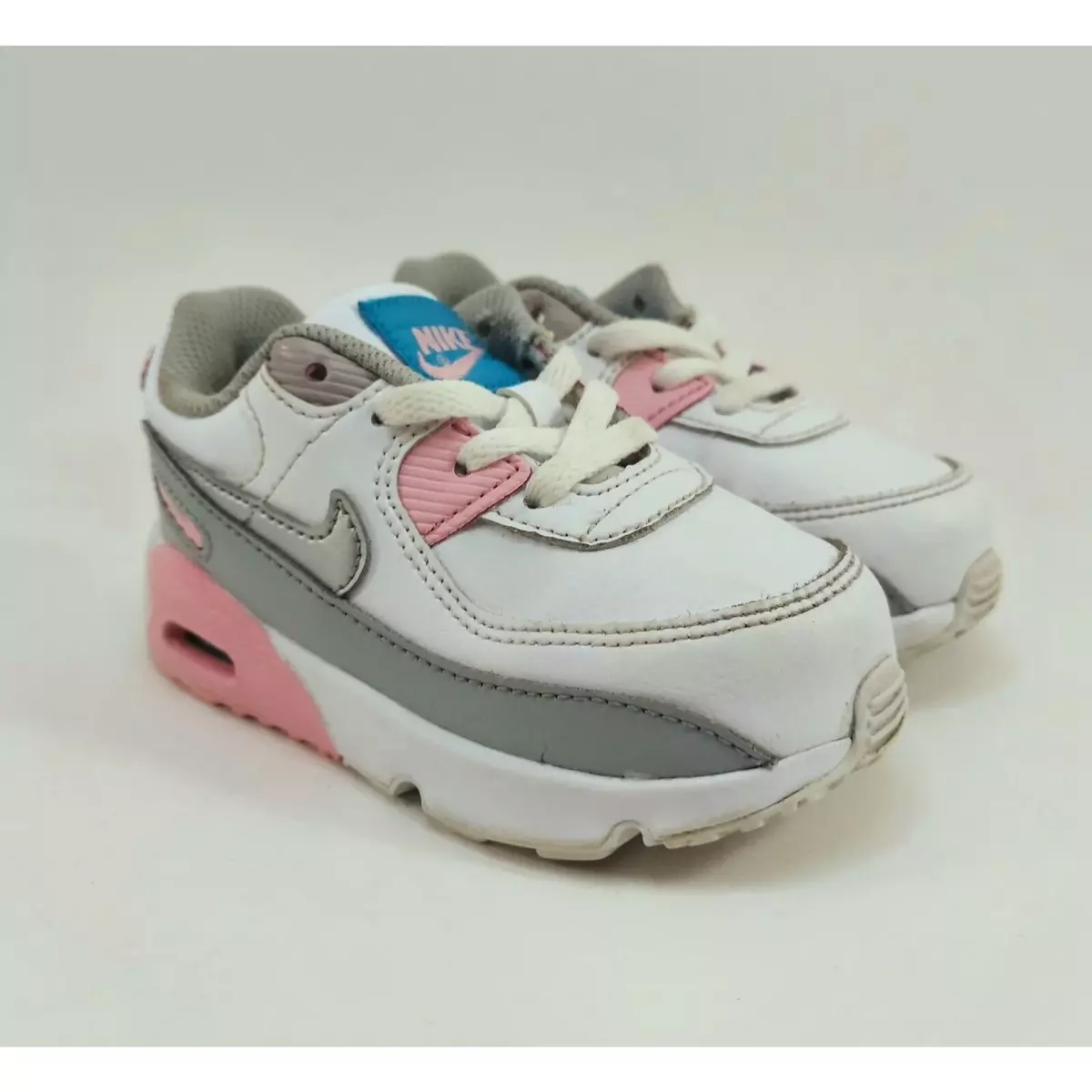 Nike Air Max 90 Toddler White Gray Pink Shoes CD6868 004 Girl Size