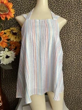 🦋DOE & RAE🦋Striped Cotton Halter Neck Tank Blouse NWT | LARGE |