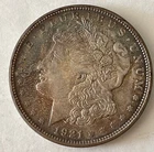 1921-D Morgan Silver Dollar Uncirculated Nice Toning 90% Silver Denver Minted