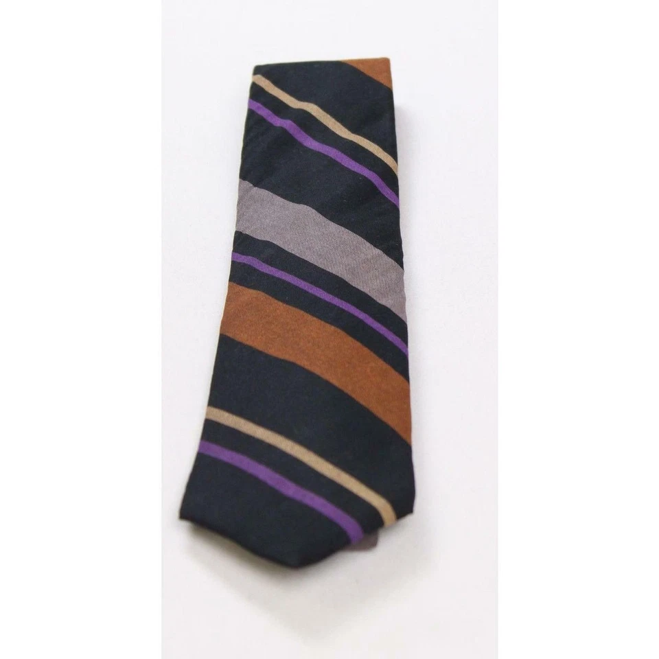 Corbata Henry Grethel Para Hombres Rayas de Seda Regular Corbata Multicolor Rayas Azul Marino Foto 3 de 3