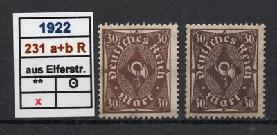 DR 1922 - POSTHORN -  Mi.-Nr: 231 a + b (R) aus Rollenbahn  **POSTFRISCH  D1-D9