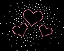 Rhinestone Bling Sparkle Iron On Transfer DIY Pink Hearts Sparkle