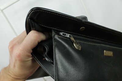 Christian Dior Vintage Black Leather Large Shoulder Bag