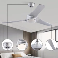 NEW 52" Modern Ceiling Fan Light Silver Ceiling Fan Light With Remote Control US