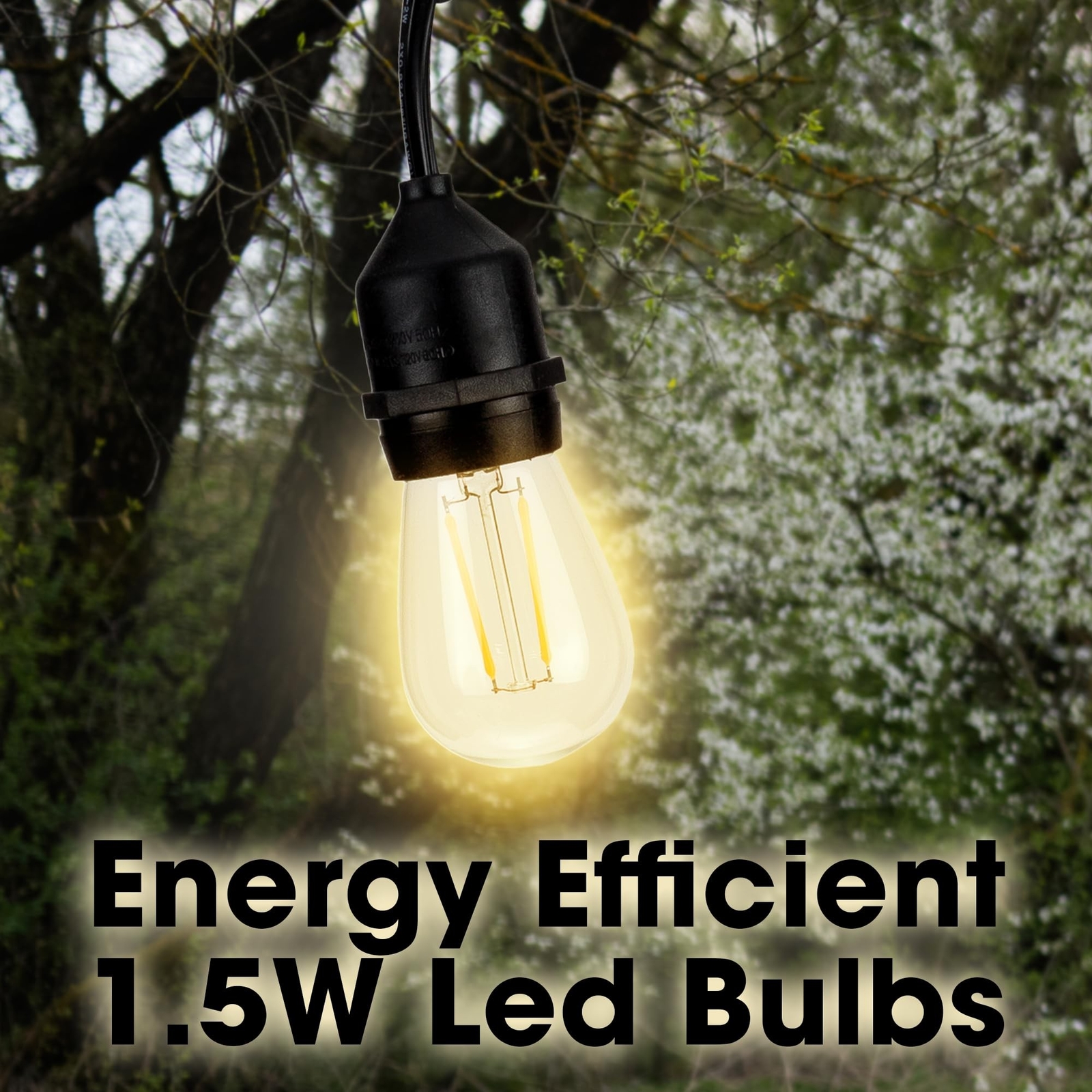 Outdoor Weatherproof Commercial LED Backyard Bistro Cafe Patio Light String, ...