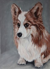 Corgi Painting Pet Original Art Dog Canvas Oil Painting 16 by 12 Animal Wall Art