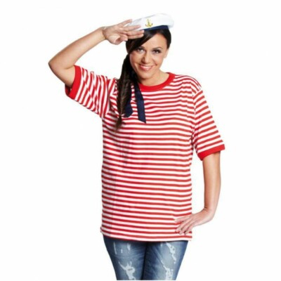 Rot-weiß T-Shirt geringelt Pirat für Erwachsene Gr. S-XXL unisex Kostüm