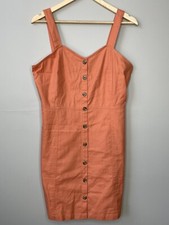 NEW Loft Size 8 Women's Overall Apron Mini Dress Orange Buttons Sleeveless $85