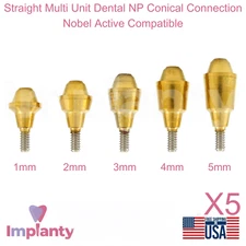 5x Straight Multi Unit Dental NP Conical Connection Nobel Active Compatible