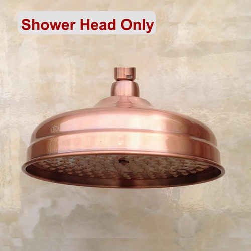 Antique Red Copper round 8" Rainfall Shower Head, Extension Pipe Wall Arm Shower - Picture 10 of 14