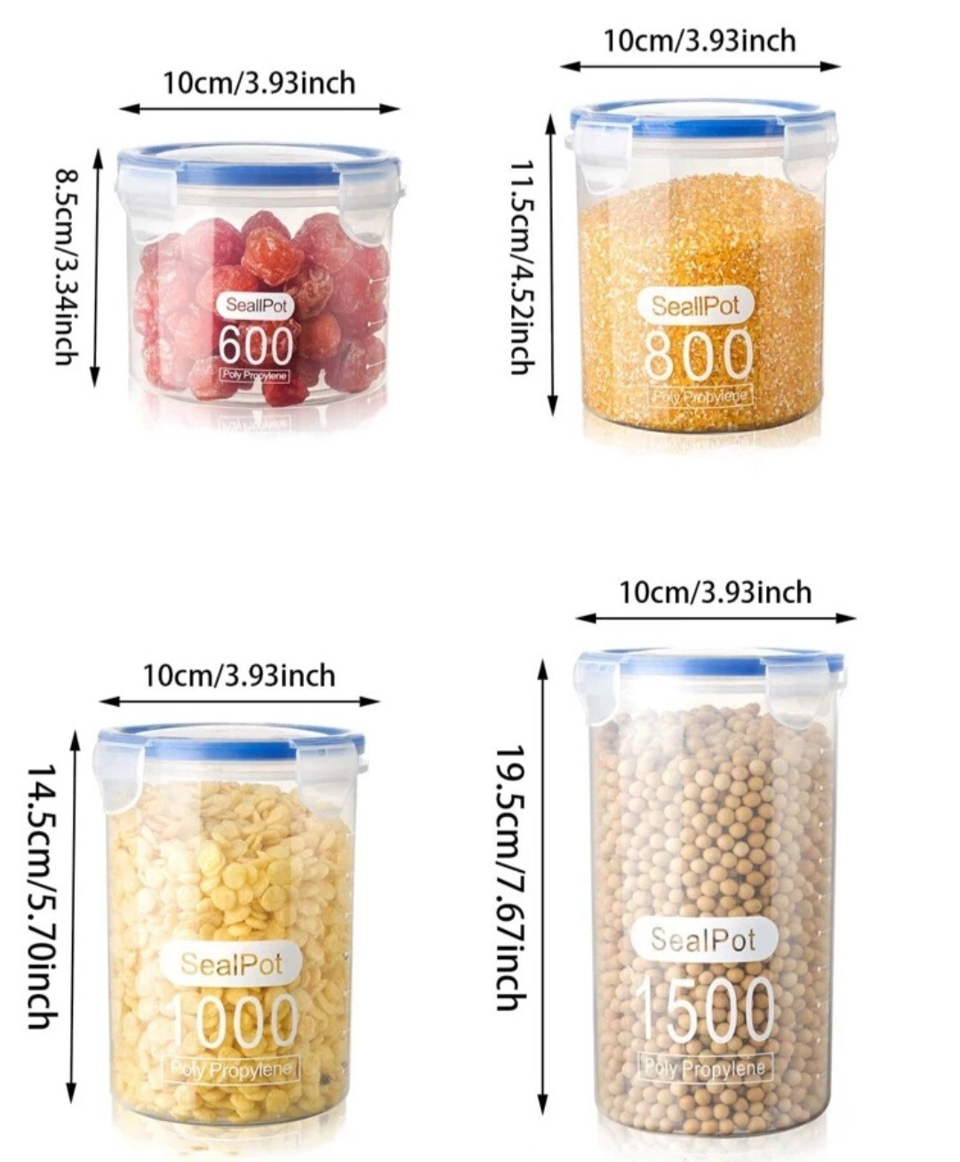 4 pc Clear Plastic Food Storage Containers eBay