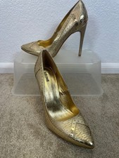 New Women s Sz EU 39/US 8.5 Just Cavalli Gold Leather Studded Trim Pumps