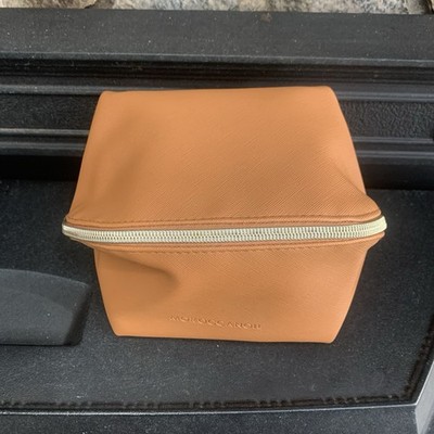 Moroccanoil Make Up Travel Cosmetic Pouch Bag Faul Leather Women's Brown