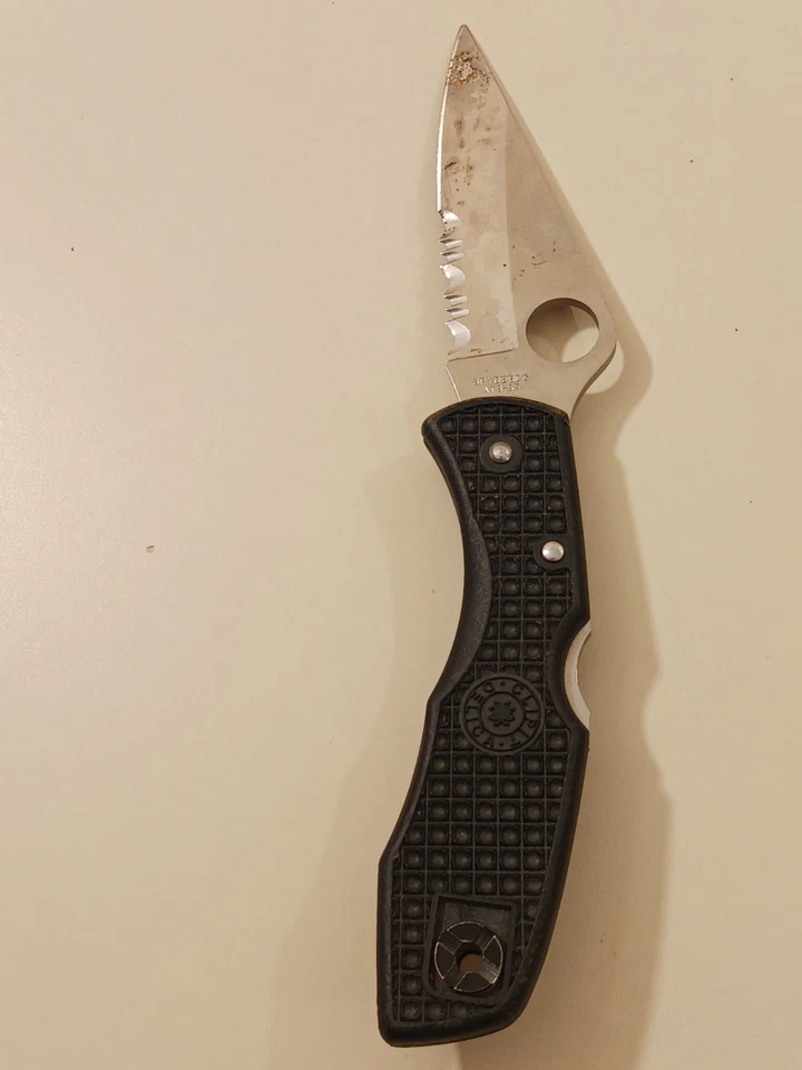 Vintage Spyderco Delica ATS-55 Blade Lock Folding Knife Black Japan Seki City - Image 3 of 4