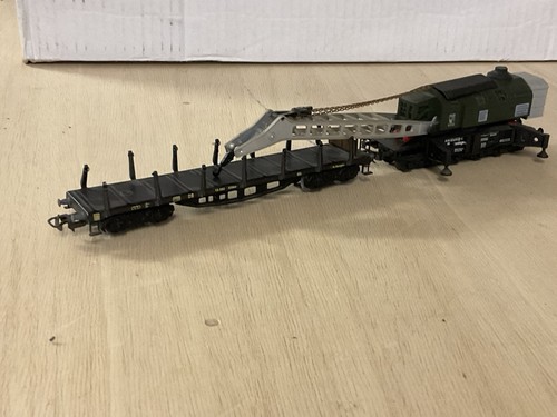Modelleisenbahn h0 Liliput (??) (5595??) Kranwagen mit Rungenwagen, ohne OVP | Condition: Gebraucht