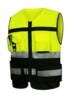 Warnweste Sicherheitsjacke Sicherheitsweste mit Reißverschluss-reflektierender