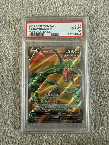 Pokemon TVG PSA 10 Rayquaza V Evolving Skies Full Art 193/203