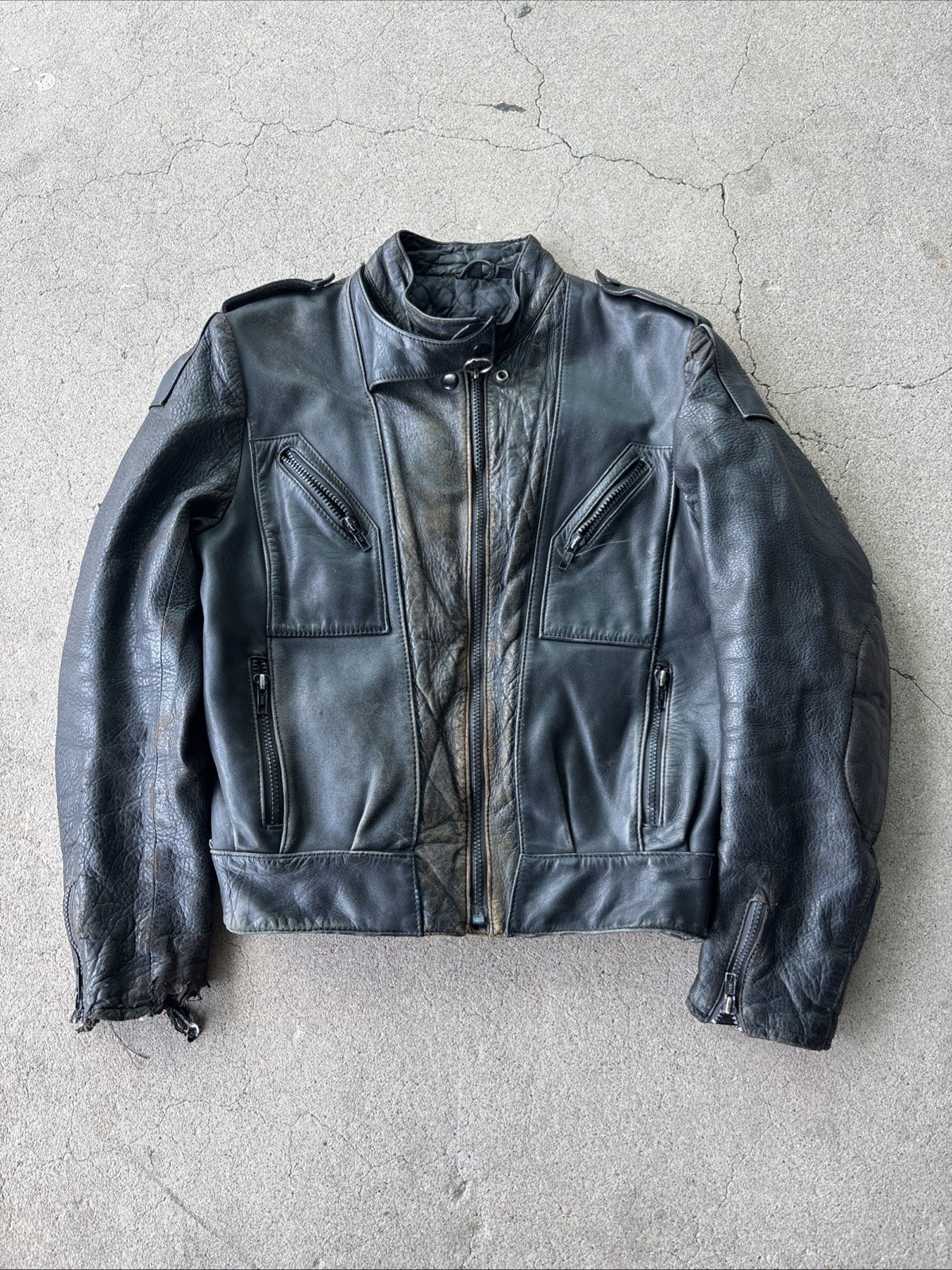Vintage Harley Davidson Hein Gericke Leather Jacket Mens 38 Black Cafe Racer