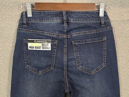 D.Jeans Size 4 Blue Recycled Denim High Waist Skinny Mid Rise Dark Wash NWT - Picture 6 of 10